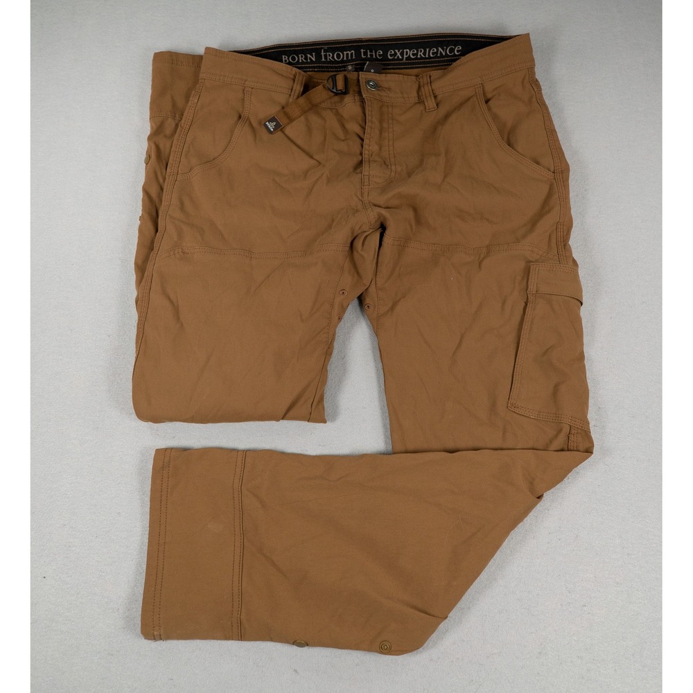 Prana Mens Zion Straight Fit Cargo Hiking Pants Brown 35x32 Stretch Outdoor
